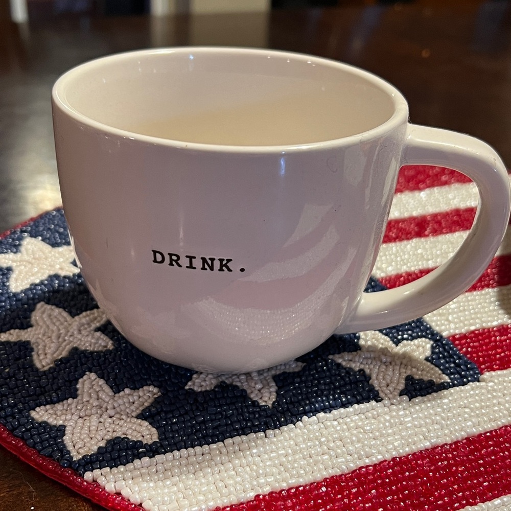 Rae Dunn DRINK Coffee Mug Cup Typewriter Font Artisan Collection by Magenta